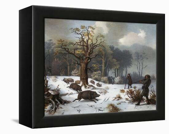 Winterliche Wildschweinjagd-István Nagy-Framed Premier Image Canvas