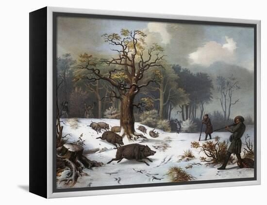 Winterliche Wildschweinjagd-István Nagy-Framed Premier Image Canvas