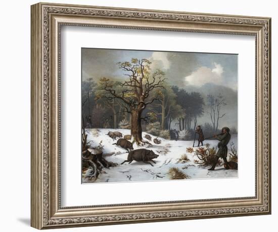 Winterliche Wildschweinjagd-István Nagy-Framed Giclee Print