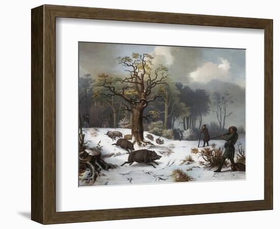 Winterliche Wildschweinjagd-István Nagy-Framed Giclee Print