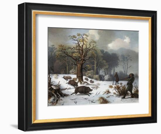 Winterliche Wildschweinjagd-István Nagy-Framed Giclee Print