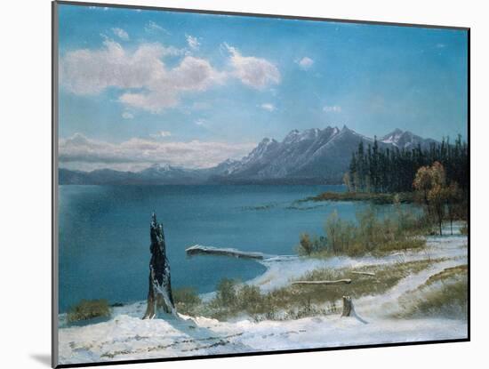 Winterly Lake Tahoe-Albert Bierstadt-Mounted Giclee Print
