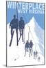 Winterplace, West Virginia - Skiers on Lift-Lantern Press-Mounted Art Print