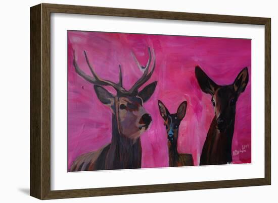 Winters Deer Family with Fawn and Hind-Markus Bleichner-Framed Art Print