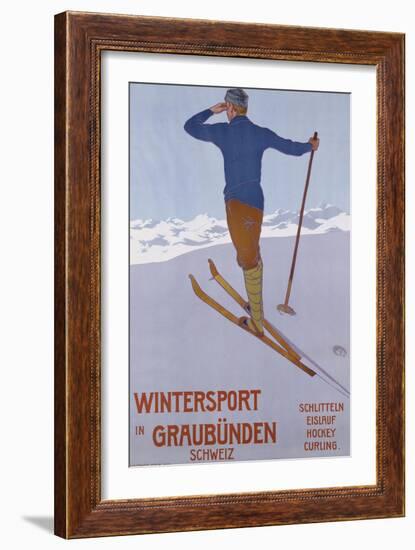 Wintersport in Graubunden, 1906-Walter Koch-Framed Giclee Print