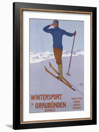 Wintersport in Graubunden, 1906-Walter Koch-Framed Giclee Print