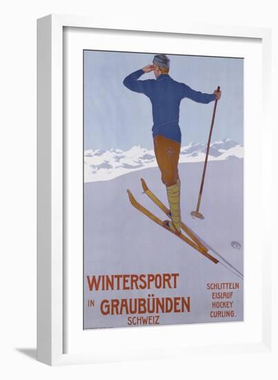 Wintersport in Graubunden, 1906-Walter Koch-Framed Giclee Print