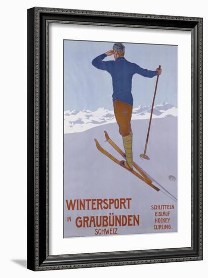 Wintersport in Graubunden, 1906-Walter Koch-Framed Giclee Print