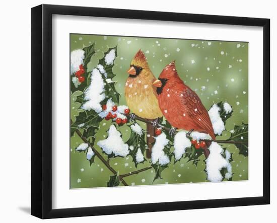 Wintery Cardinals-William Vanderdasson-Framed Giclee Print