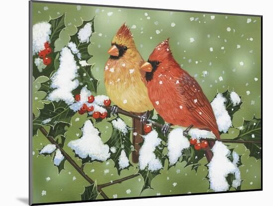 Wintery Cardinals-William Vanderdasson-Mounted Giclee Print