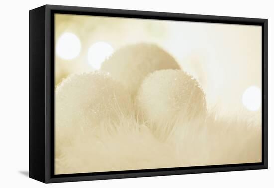 Wintry Background with Stylised Snowballs-Petra Daisenberger-Framed Premier Image Canvas