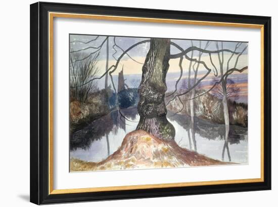 Wintry Evening, a Pond-John Northcote Nash-Framed Giclee Print