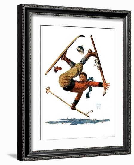 "Wipeout on Skis,"March 3, 1928-Eugene Iverd-Framed Giclee Print