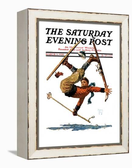 "Wipeout on Skis," Saturday Evening Post Cover, March 3, 1928-Eugene Iverd-Framed Premier Image Canvas