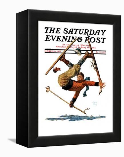 "Wipeout on Skis," Saturday Evening Post Cover, March 3, 1928-Eugene Iverd-Framed Premier Image Canvas