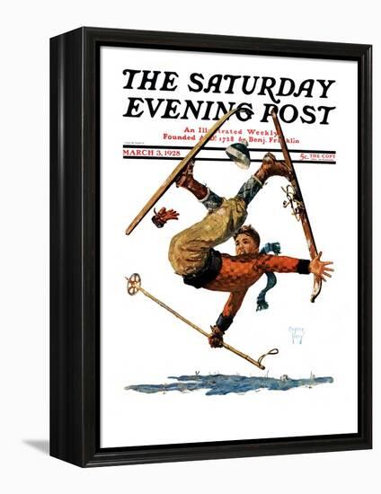 "Wipeout on Skis," Saturday Evening Post Cover, March 3, 1928-Eugene Iverd-Framed Premier Image Canvas