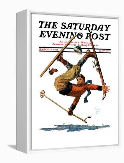 "Wipeout on Skis," Saturday Evening Post Cover, March 3, 1928-Eugene Iverd-Framed Premier Image Canvas