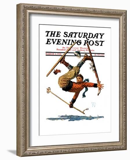 "Wipeout on Skis," Saturday Evening Post Cover, March 3, 1928-Eugene Iverd-Framed Giclee Print