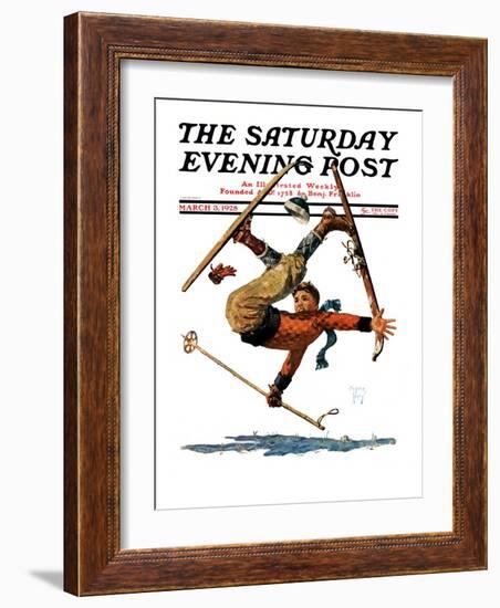 "Wipeout on Skis," Saturday Evening Post Cover, March 3, 1928-Eugene Iverd-Framed Giclee Print