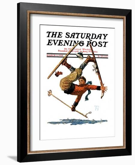 "Wipeout on Skis," Saturday Evening Post Cover, March 3, 1928-Eugene Iverd-Framed Giclee Print