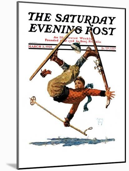 "Wipeout on Skis," Saturday Evening Post Cover, March 3, 1928-Eugene Iverd-Mounted Giclee Print