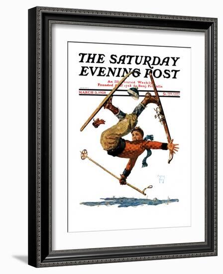 "Wipeout on Skis," Saturday Evening Post Cover, March 3, 1928-Eugene Iverd-Framed Giclee Print