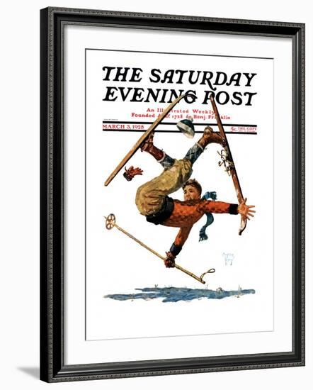 "Wipeout on Skis," Saturday Evening Post Cover, March 3, 1928-Eugene Iverd-Framed Giclee Print