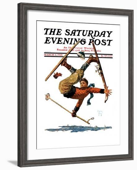 "Wipeout on Skis," Saturday Evening Post Cover, March 3, 1928-Eugene Iverd-Framed Giclee Print