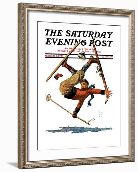 "Wipeout on Skis," Saturday Evening Post Cover, March 3, 1928-Eugene Iverd-Framed Giclee Print