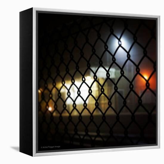 Wire Fence by Train Srtation-Tim Kahane-Framed Premier Image Canvas