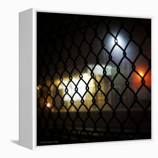 Wire Fence by Train Srtation-Tim Kahane-Framed Premier Image Canvas