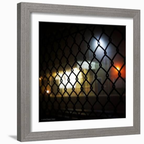 Wire Fence by Train Srtation-Tim Kahane-Framed Photographic Print