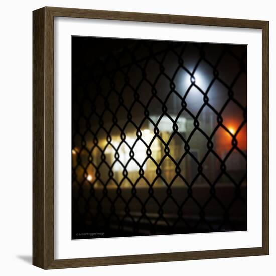 Wire Fence by Train Srtation-Tim Kahane-Framed Photographic Print