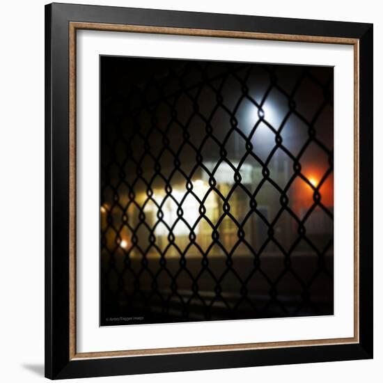 Wire Fence by Train Srtation-Tim Kahane-Framed Photographic Print