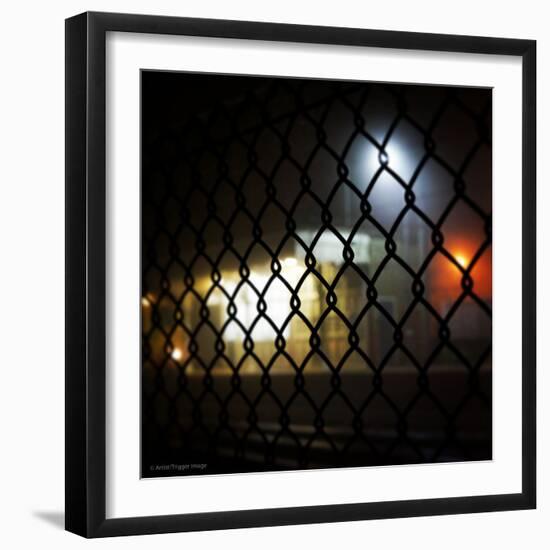 Wire Fence by Train Srtation-Tim Kahane-Framed Photographic Print