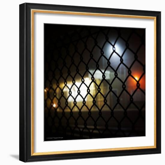 Wire Fence by Train Srtation-Tim Kahane-Framed Photographic Print