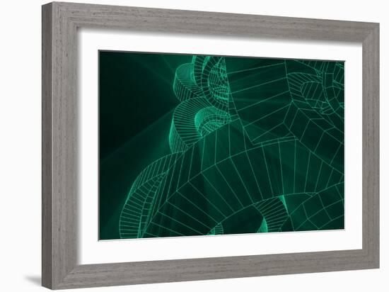 Wireframe Abstract with Geometric Glowing Line or Lines-kentoh-Framed Art Print