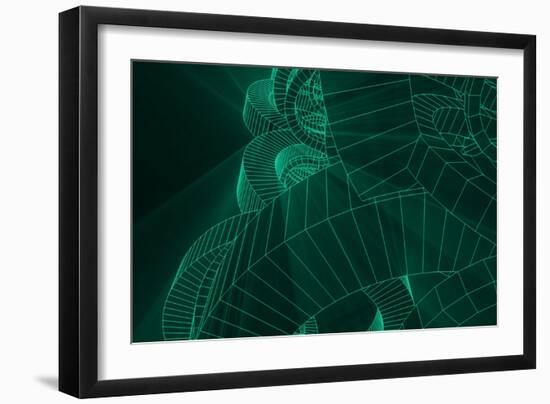 Wireframe Abstract with Geometric Glowing Line or Lines-kentoh-Framed Art Print