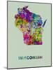 Wisconsin Color Splatter Map-NaxArt-Mounted Art Print