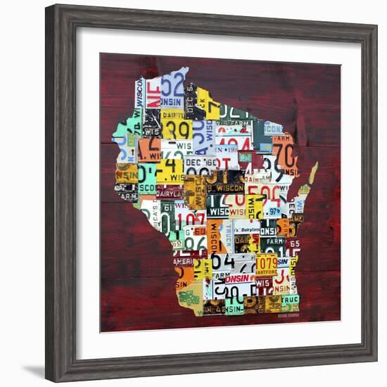 Wisconsin Counties License Plate Map-Design Turnpike-Framed Giclee Print