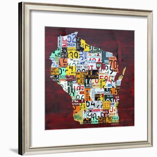 Wisconsin Counties License Plate Map-Design Turnpike-Framed Giclee Print