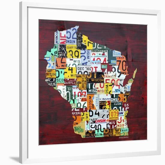 Wisconsin Counties License Plate Map-Design Turnpike-Framed Giclee Print