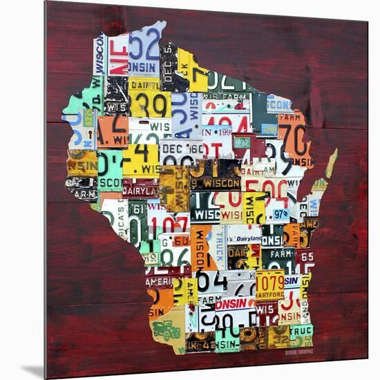 Wisconsin Counties License Plate Map-Design Turnpike-Mounted Giclee Print