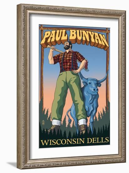 Wisconsin Dells, WI - Paul Bunyan-Lantern Press-Framed Art Print