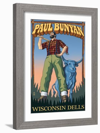Wisconsin Dells, WI - Paul Bunyan-Lantern Press-Framed Art Print