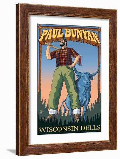 Wisconsin Dells, WI - Paul Bunyan-Lantern Press-Framed Art Print