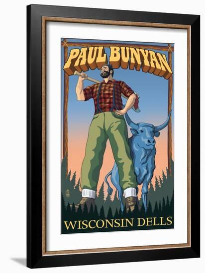 Wisconsin Dells, WI - Paul Bunyan-Lantern Press-Framed Art Print