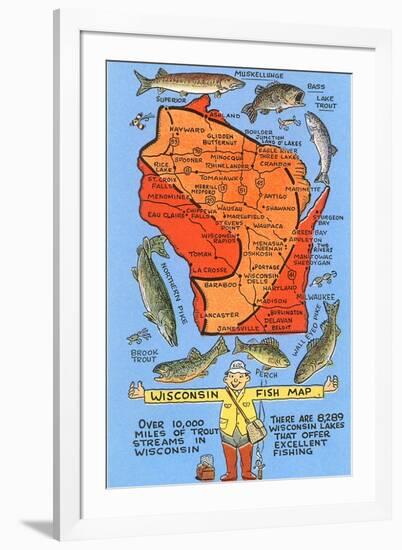 Wisconsin Fish Map-null-Framed Art Print