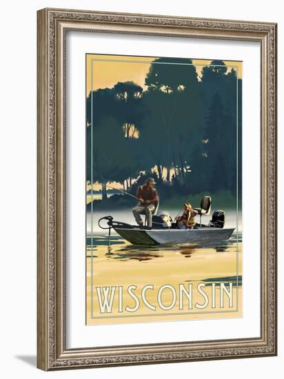 Wisconsin - Fishermen in Boat-Lantern Press-Framed Art Print