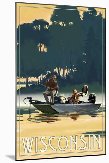 Wisconsin - Fishermen in Boat-Lantern Press-Mounted Art Print